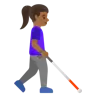 Woman With White Cane Facing Right: Medium-Dark Skin Tone Emoji 👩🏾‍🦯‍➡️ image - Google Noto Color style