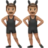 Men With Bunny Ears: Medium Skin Tone Emoji 👯🏽‍♂️ image - Apple style
