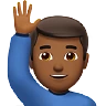 Man Raising Hand: Medium-Dark Skin Tone Emoji 🙋🏾‍♂️ image - Apple style