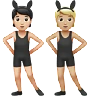 People With Bunny Ears: Light Skin Tone, Medium-Light Skin Tone Emoji 🧑🏻‍🐰‍🧑🏼 image - Apple style