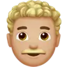 Man: Medium-Light Skin Tone, Curly Hair Emoji 👨🏼‍🦱 image - Apple style