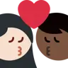Kiss: Woman, Man, Light Skin Tone, Dark Skin Tone Emoji 👩🏻‍❤️‍💋‍👨🏿 image - Twitter / X (Twemoji) style