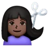 Woman Getting Haircut: Dark Skin Tone Emoji 💇🏿‍♀️ image - Samsung style