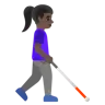 Woman With White Cane Facing Right: Dark Skin Tone Emoji 👩🏿‍🦯‍➡️ image - Google Noto Color style