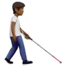 Person With White Cane Facing Right: Medium-Dark Skin Tone Emoji 🧑🏾‍🦯‍➡️ image - Apple style