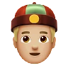 Person With Skullcap: Medium-Light Skin Tone Emoji 👲🏼 image - Apple style