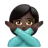 Woman Gesturing No: Dark Skin Tone