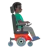 Man In Motorized Wheelchair Facing Right: Dark Skin Tone