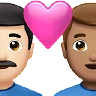 Couple With Heart: Man, Man, Light Skin Tone, Medium Skin Tone Emoji 👨🏻‍❤️‍👨🏽 image - Apple style