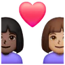 Couple With Heart: Woman, Woman, Medium Skin Tone, Dark Skin Tone Emoji 👩🏽‍❤️‍👩🏿 image - Samsung style