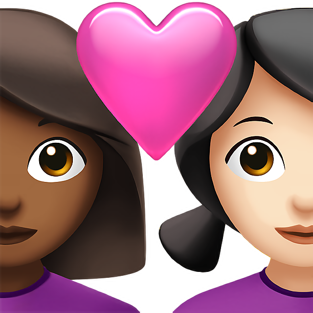 Couple With Heart: Woman, Woman, Medium-Dark Skin Tone, Light Skin Tone