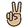 Victory Hand: Medium-Light Skin Tone Emoji ✌🏼 image - OpenMoji style