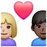 Couple With Heart: Woman, Man, Medium-Light Skin Tone, Dark Skin Tone Emoji 👩🏼‍❤️‍👨🏿 image - Samsung style
