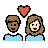 Couple With Heart: Woman, Man, Medium-Dark Skin Tone, Light Skin Tone
