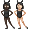 Women With Bunny Ears: Dark Skin Tone, Light Skin Tone Emoji 👩🏿‍🐰‍👩🏻 image - Apple style