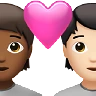 Couple With Heart: Person, Person, Medium-Dark Skin Tone, Light Skin Tone Emoji 🧑🏾‍❤️‍🧑🏻 image - Apple style