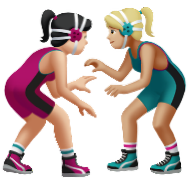 Women Wrestling: Light Skin Tone, Medium-Light Skin Tone