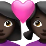 Couple With Heart: Woman, Woman, Dark Skin Tone Emoji 👩🏿‍❤️‍👩🏿 image - Apple style