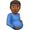 Pregnant Man: Medium-Dark Skin Tone Emoji 🫃🏾 image - Apple style