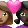 Couple With Heart: Woman, Woman, Medium Skin Tone, Dark Skin Tone Emoji 👩🏽‍❤️‍👩🏿 image - Apple style