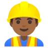 Man Construction Worker: Medium-Dark Skin Tone Emoji 👷🏾‍♂️ image - Google Noto Color style