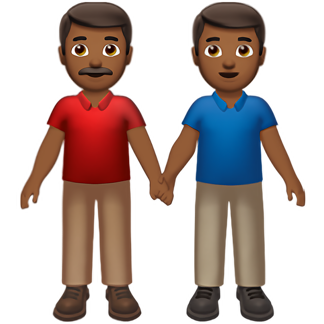Men Holding Hands: Medium-Dark Skin Tone