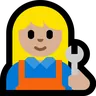 Woman Mechanic: Medium-Light Skin Tone Emoji 👩🏼‍🔧 image - Microsoft Windows 10 Segoe UI Emoji style