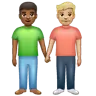 Men Holding Hands: Medium-Dark Skin Tone, Medium-Light Skin Tone Emoji 👨🏾‍🤝‍👨🏼 image - WhatsApp style