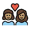 Couple With Heart: Woman, Woman, Medium Skin Tone Emoji 👩🏽‍❤️‍👩🏽 image - OpenMoji style