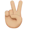 Victory Hand: Medium-Light Skin Tone Emoji ✌🏼 image - Apple style