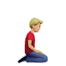 Man Kneeling Facing Right: Medium-Light Skin Tone Emoji 🧎🏼‍♂️‍➡️ image - Apple style