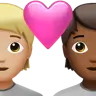 Couple With Heart: Person, Person, Medium-Light Skin Tone, Medium-Dark Skin Tone Emoji 🧑🏼‍❤️‍🧑🏾 image - Apple style