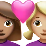 Couple With Heart: Woman, Woman, Medium Skin Tone, Medium-Light Skin Tone Emoji 👩🏽‍❤️‍👩🏼 image - Apple style
