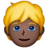 Person: Dark Skin Tone, Blond Hair Emoji 👱🏿 image - Samsung style