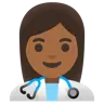 Woman Health Worker: Medium-Dark Skin Tone Emoji 👩🏾‍⚕️ image - Google Noto Color style