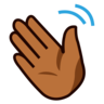 Waving Hand: Medium-Dark Skin Tone Emoji 👋🏾 image - Emojidex style
