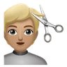 Person Getting Haircut: Medium-Light Skin Tone Emoji 💇🏼 image - Huawei Harmony OS style