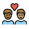 Couple With Heart: Man, Man, Medium-Dark Skin Tone, Medium Skin Tone Emoji 👨🏾‍❤️‍👨🏽 image - OpenMoji style