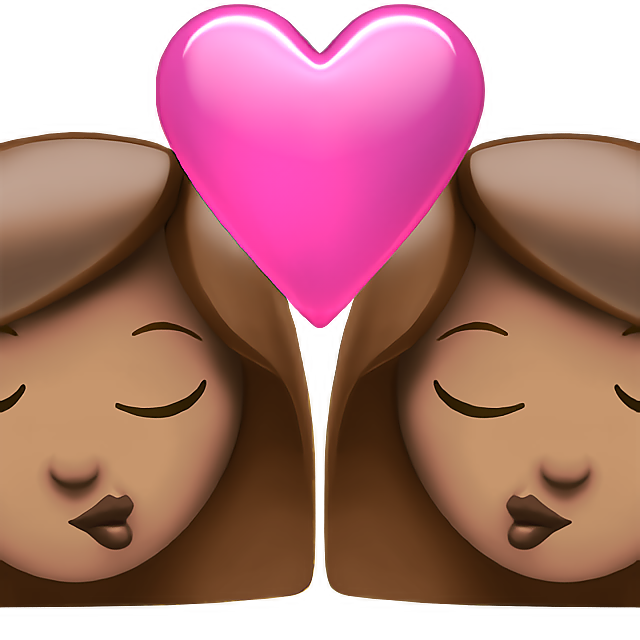 Kiss: Woman, Woman, Medium Skin Tone