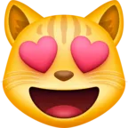 Cara de gato sonriente con ojos de corazón