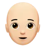 Person: Light Skin Tone, Bald Emoji 🧑🏻‍🦲 image - Apple style