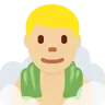 Man In Steamy Room: Medium-Light Skin Tone Emoji 🧖🏼‍♂️ image - Twitter / X (Twemoji) style