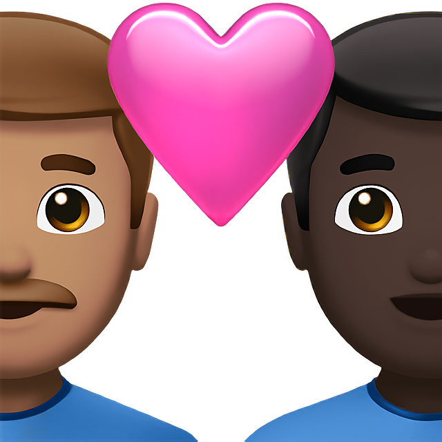 Couple With Heart: Man, Man, Medium Skin Tone, Dark Skin Tone