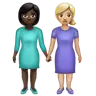 Women Holding Hands: Dark Skin Tone, Medium-Light Skin Tone Emoji 👩🏿‍🤝‍👩🏼 image - WhatsApp style