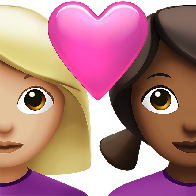 Couple With Heart: Woman, Woman, Medium-Light Skin Tone, Medium-Dark Skin Tone