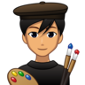 Man Artist: Medium Skin Tone Emoji 👨🏽‍🎨 image - Emojidex style