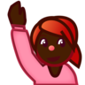 Person Raising Hand: Dark Skin Tone Emoji 🙋🏿 image - Emojidex style