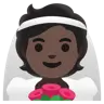 Person With Veil: Dark Skin Tone Emoji 👰🏿 image - Google Noto Color style