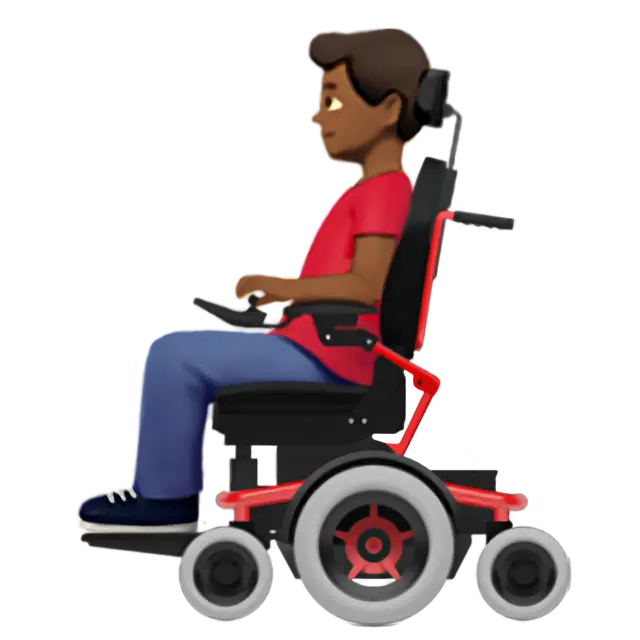 Man In Motorized Wheelchair: Medium-Dark Skin Tone