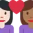 Couple With Heart: Woman, Woman, Light Skin Tone, Medium-Dark Skin Tone